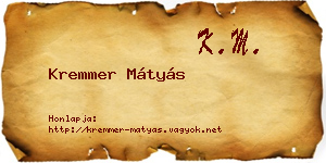 Kremmer Mátyás névjegykártya